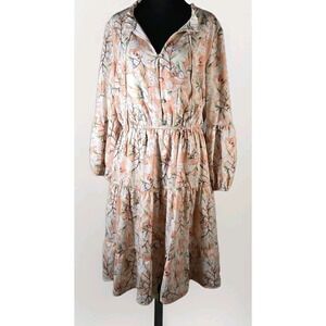 Kate and Lily Dress Women Midi Fit Flare Tiered Boho Floral Peasant size 10